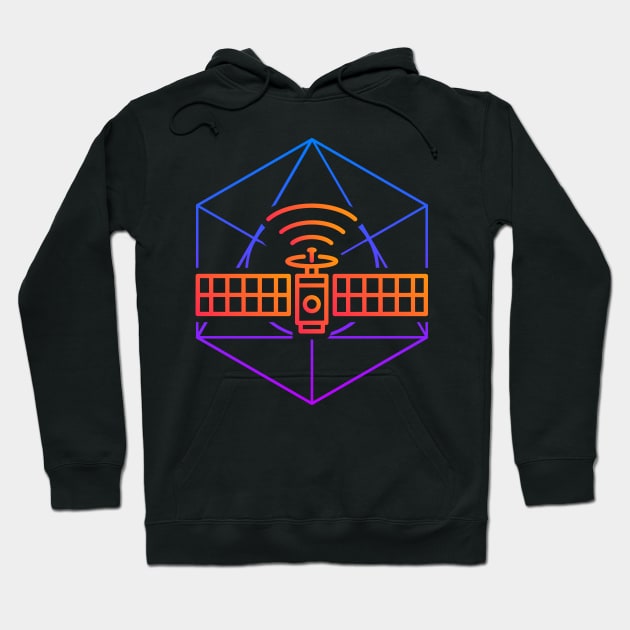 Retro 80s Space Satellite Icon Hoodie by MeatMan